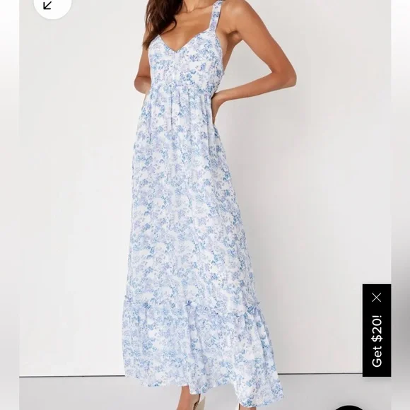 Floral Midi Dress Lulus Blue And White Floral Dress Blue Floral Halter Neck Midi Dress L Floral Midi Dress Lulus Blue And White Floral Dress Blue Floral Halter Neck Midi Dress L
